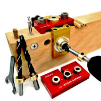 Juego De 3 En 1 Herramienta De Carpintería Para Agujeros De Bolsillo En Aleación De Aluminio Guía De Perforación Para Tablas De Madera 8/10/15mm - details 0