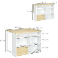 HOMCOM Mesa de Bar Extensible con Ala Plegable Mesa de Bistró con Compartimientos de Almacenamiento y 1 Puerta para Cocina Comedor 116x79,5x91 cm Blanco - details 2