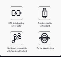 Cable De Carga Rápida 3 En 1 Baseus USB Tipo C 3.5A Para iPhone 15 14 Xiaomi Huawei Línea De Datos Mecánica Enredada - details 1