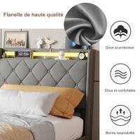 Cama individual 90×200 cm con cabecero acolchado, iluminación LED RGB, puerto USB y Type‑C, 2 cajones de almacenamiento móvile - details 3
