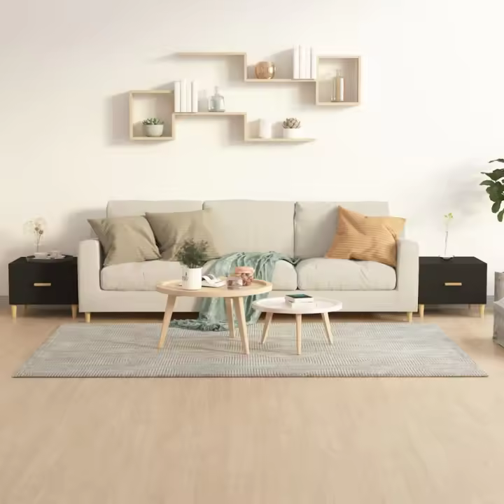 vidaXL Mesas de centro 2 uds madera de ingeniería negro 50x50x40 cm - 1