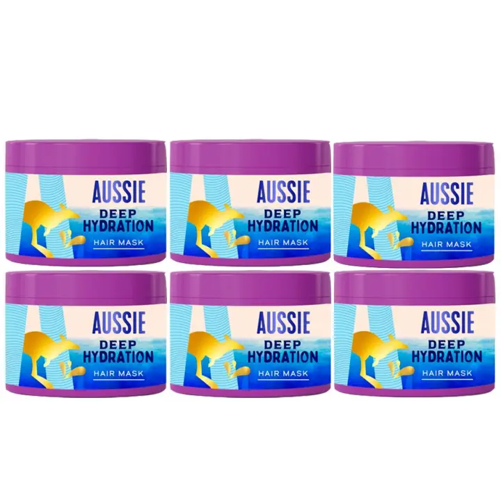 Aussie Hidratación Profunda, Mascarilla Capilar, Tratamiento Vegano Para El Cabello, Para Cabello Muy Seco, Grueso Y Rizado, Con Aceite De Aguacate, Aceite De Jojoba Y Aceite De Nuez De Macadamia 6 unidades de 450ml - 1
