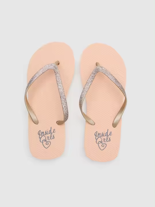 Chanclas rosa pastel con tiras metalizadas y glitter multicolor INSIDE - 1