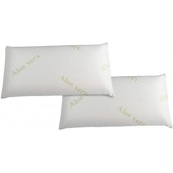 Almohada  viscoelástica aloe vera 80 cm de largo con relleno 100% adaptable,  con funda de aloe vera que se puede quitar y lavar, ergonómica, se ajusta bien al cuello y la cabeza, y tiene un tratamiento que ayuda a prevenir bacterias. - 1