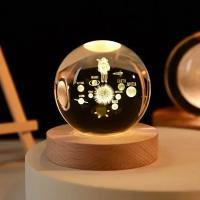 Lámpara De Noche Cristal Galaxia Planetaria Luz Brillante Decoración Para El Hogar Regalo De Navidad Luz De Mesa LED Redonda - details 1