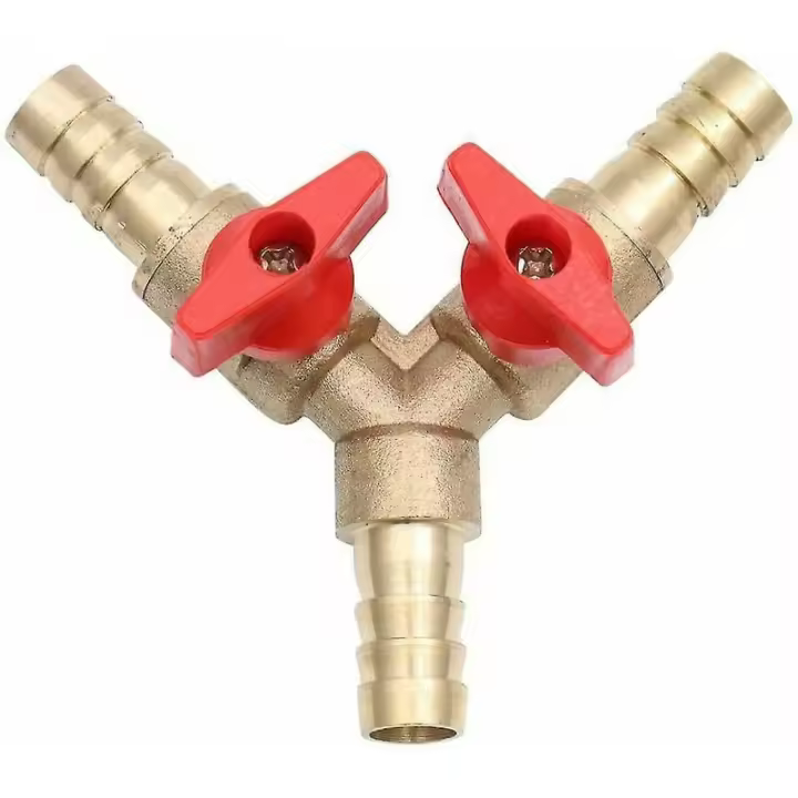 Adaptador de conector de Manguera con púas en Y de 3 Vías y válvula de bola de látex de 10 mm para Grifo de Agua y diesel (paquete de 2) - 1