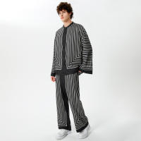 Conjunto De Ropa Casual Para Hombre 2024 Con Estampado Rayado Camisa De Manga Larga Y Pantalones V-Neck Estilo Callejero Talla S-5XL INCERUN - details 2