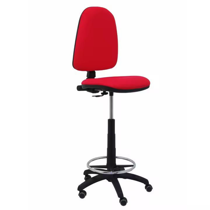 Piqueras Y Crespo Taburete Ayna Bali Rojo Ergonómico con Ruedas y Aro Reposapiés Cromado - 1