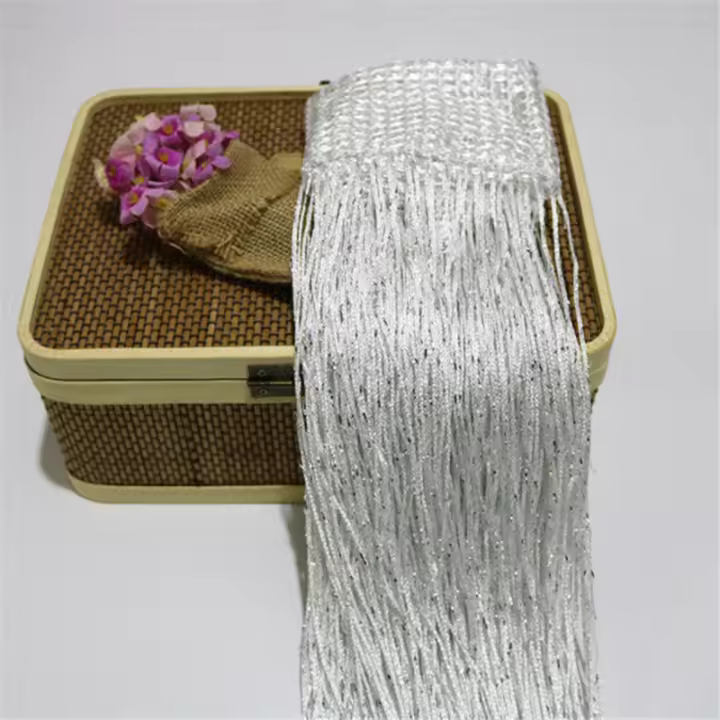 Cortina De Puerta Con Glitter Y Borlas Plata Brillante Para Decoración De Habitaciones Y Ventanas Tela De Poliéster Sólida Cortina Valance De Lámpara Flash - 1