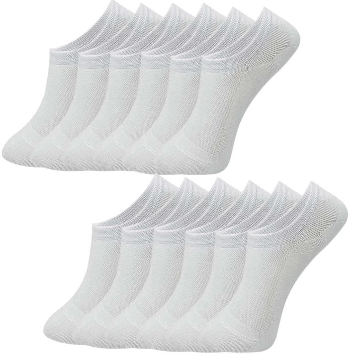 Calcetines Tobilleros Mujer o Hombre, 12 Pares Calcetines Cortos de fibra bambu,Transpirable y Anti-olor, Calcetines Invisibles de Algodón Con Silicona Antideslizante De Corte Bajo Multicolor