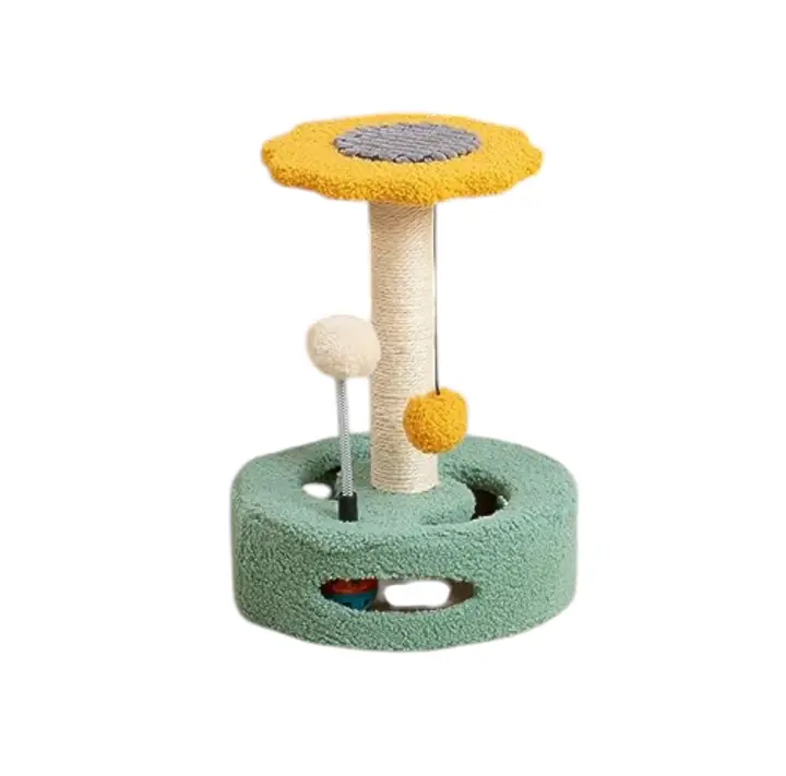 El Árbol de Gato en Forma de Flor (30x30x35 cm) es un rascador multicolor ideal para mantener las uñas de tu gato saludables. Su diseño divertido y compacto lo hace perfecto para espacios pequeños, ofreciendo un lugar cómodo para jugar y descansar. - 1