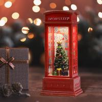 Decoraciones De Navidad Para Escritorio Teléfono Booth Iluminado Con Luces De Viento Y Cristal Regalos De Figuras Y Miniaturas Modernas - details 1