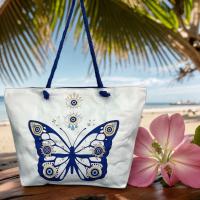 MEJORADA KD-2306 Bolso de Playa-Tote Bag Súper Grande 60x40x20CM con Diseño de Ojo Turco y Motivos Azules, Ideal para Playa y Vacaciones - details 4