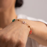 Pulsera De Cadena De Metal Con Pequeñas Flores De 5 Colores Uworld Para Mujer Resistente Al Agua Joyería Brillante Y Elegante - details 1