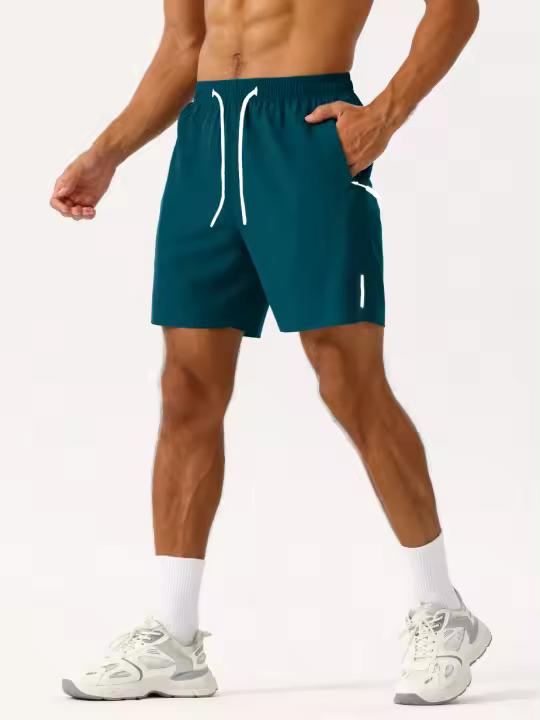 Shorts De Hombre Para Vacaciones De Playa Y Deporte Con Cintura Elástica Ajustable Y Secado Rápido Estilo Casual Verano - 1