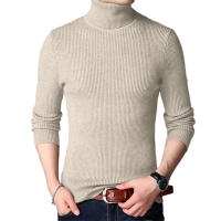 Suéter De Cuello Alto Para Hombre De Otoño Con Rayas Y Manga Larga Estilo Casual Color Sólido Talla Oversize Tejido a Mano - details 5