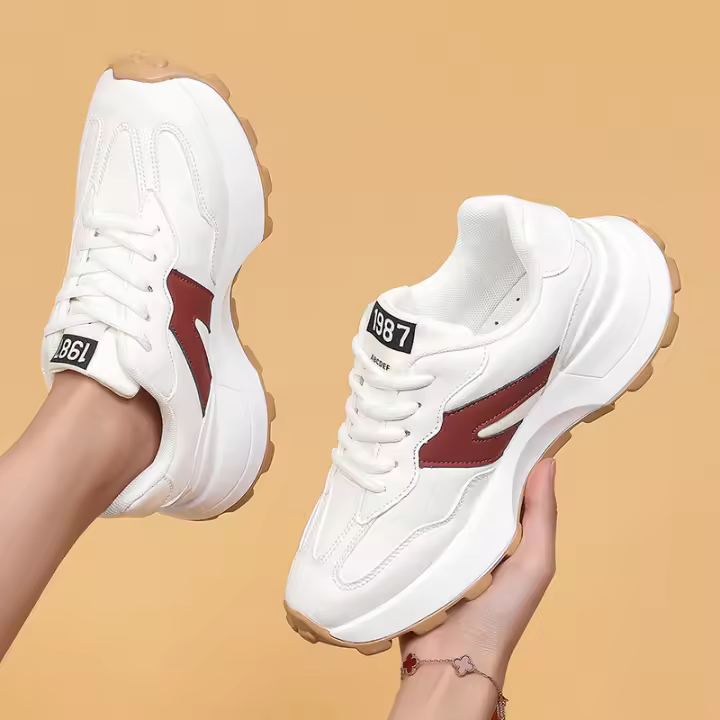 Zapatos Casual Para Mujer En Cuero Sintético Con Patchwork Estilo Deportivo Correas De Lazo Cómodos Para Primavera/Otoño - 1