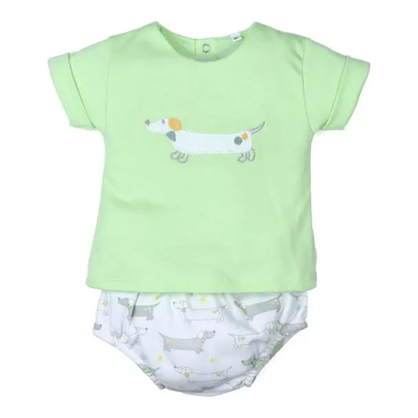 Conjunto corto 2 piezas para bebé Perritos: camiseta y cubrepañal-29440-Tony Bambino - 1