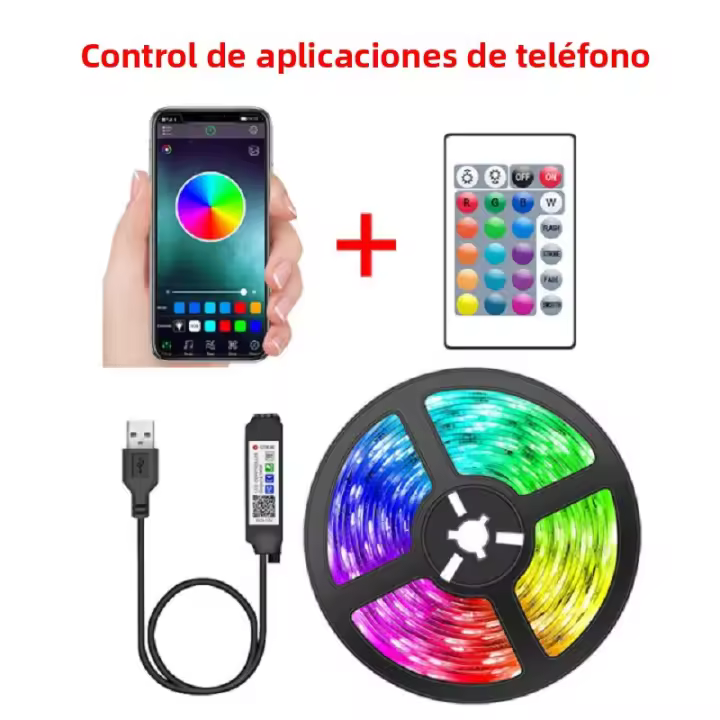 Tiras LED Bluetooth Controladas Por Teléfono Con 24 Teclas Iluminación Neón Hielo Para Decoración De Dormitorio Luz De Fondo Para TV DC5V Decoración De Habitación - 1