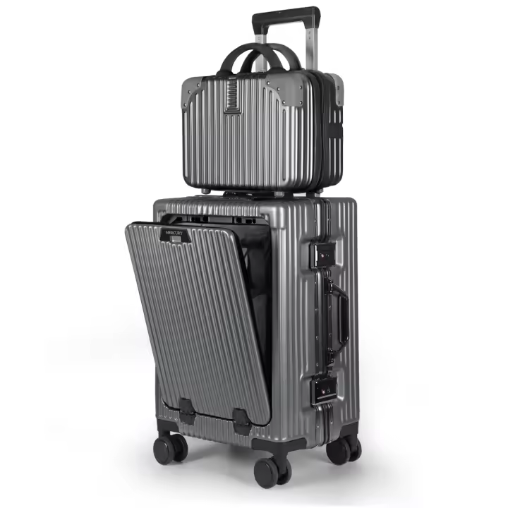 Maleta de Cabina 55x35x25cm con Neceser 25x30x17 de Policarbonato y ABS, Equipaje de Mano Multifuncional con USB y Abertura Frontal, Ligero, Rígido y Ruedas Dobles Giratorias 360º . Ideal para cualquier Escapada - 1