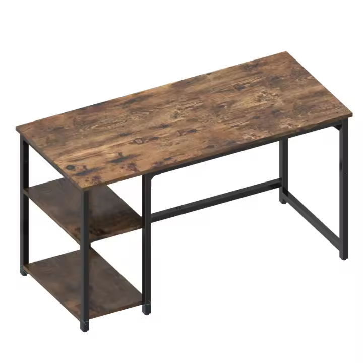 Mesa Escritorio, Escritorio Ordenador con Estanteria, Mesa de Juego, 120x50x75cm, con Estante Organizador, Gancho para Auriculares, para Oficina, Dormitorio, Sala de Estudio Marrón - 1