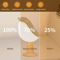 Lámpara De Noche LED Táctil Con Colores Madera Y Pájaro Recargable Para Dormitorio Oficina Estudio Decoración Luz De Lectura - details 2