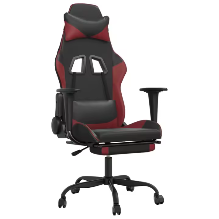 Silla Gaming Con reposapiés Acero sintético Negro Rojo Tito - 1