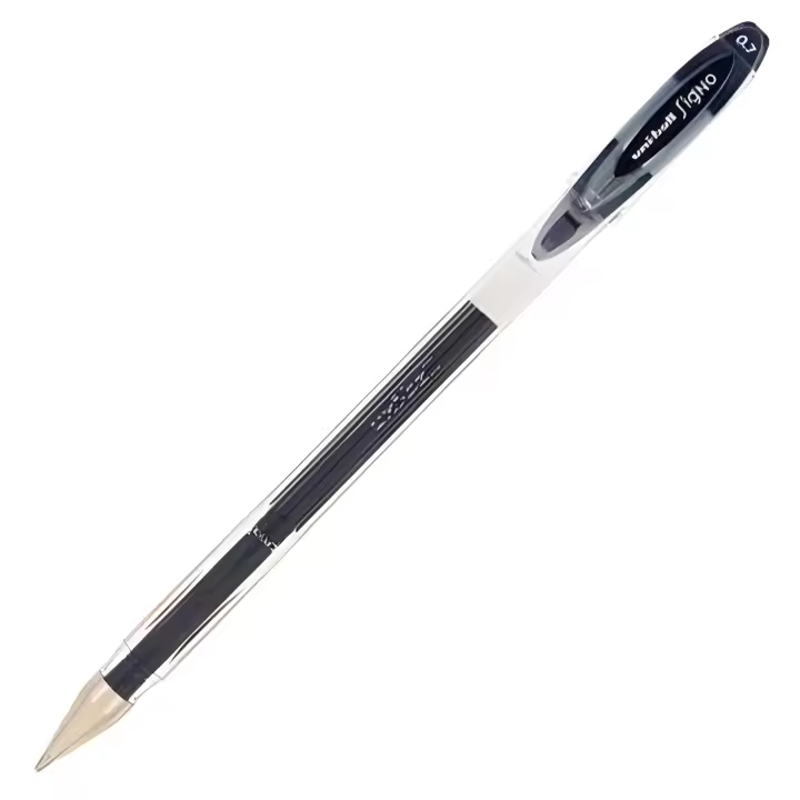 Bolígrafo Uni-Ball Rollerball Signo Basicos UM-120 Negro - 12u - Punta de Acero Inoxidable y Tinta Gel Pigmentada Resistente Al Agua - 1