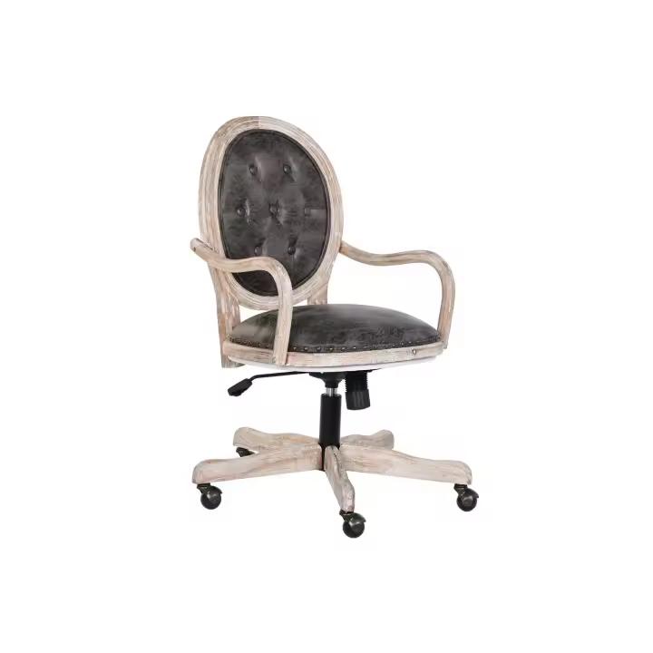 SILLA ABETO PU 52X50X88 98 RUEDAS MARRON OSCURO FIJALO MB203408 - 1