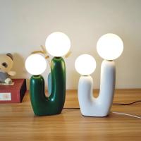 Lámpara De Mesa Creativa Con Resina De Arte Doble Final En Blanco Rosa Verde Para Decoración De Sala De Estar Y Dormitorio Fuente De Luz LED Incluida Fuente De Alimentación AC - details 16