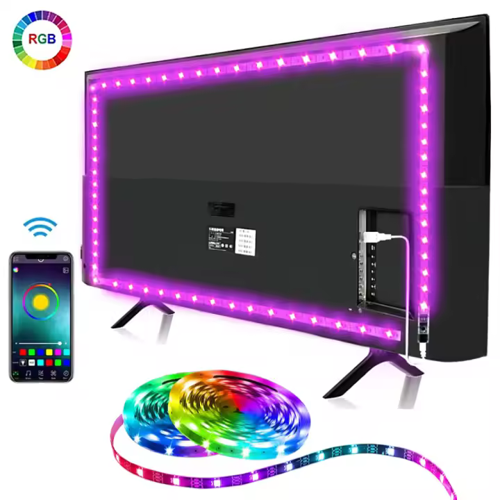 Tiras LED USB Bluetooth Control Por App Luzes RGB Flexibles Para TV Decoración De Habitaciones Fita Diode 5050 Para Retroiluminación De TV - 1