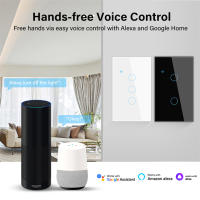 Interruptor Inteligente WiFi Aubess TUYA Para USA Sin Cable Neutro/O Con Cable Neutro 120 Tipo Panel De Pared Táctil Compatible Con Alexa Google Home - details 1