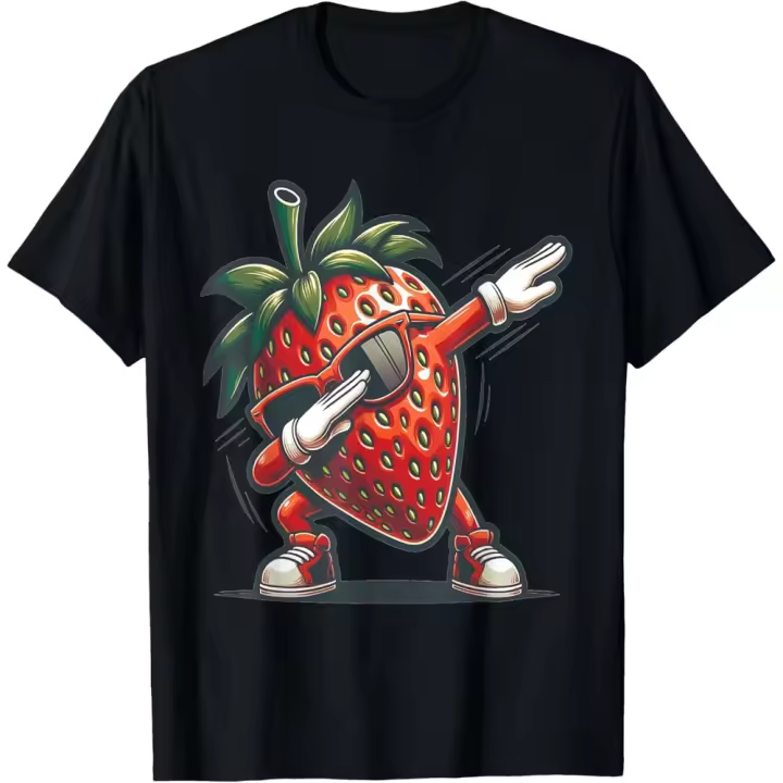 Camiseta de Manga Corta, 100% Algodón, Ropa Unisex para Hombres y Mujeres en 5 Tallas, Camiseta Negra, Cuello redondo con estampado. - 1