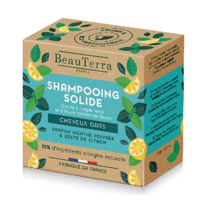 BeauTerra Champú Solido De Menta Y Cascara De limón 75 gr - 1