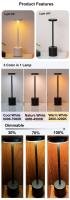 Lámpara De Mesa LED Con Sensor Táctil Luz Nocturna Recargable Para Decoración De Habitaciones Restaurantes Hoteles Bares Y Cafeterías - details 11