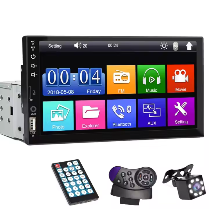 Radio De Coche 7 Pulgadas 1 Din Reproductor MP5 Táctil Pantalla Multimedia FM ISO Entrada Auxiliar USB Bluetooth Conexión Espejo Universal Autoradio - 1