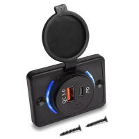 Enchufe USB Rápido 24V Para Carro Bus Camión Barco ATV Panel De 38W Con Luz LED Cargo De Carga Rápida QC3.0 Para RV - details 0