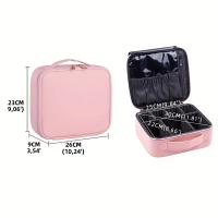 Estuche De Maquillaje Profesional Portátil Para Viajes Con Organizador Y Divisores Ajustables Color Rosa Material Oxford Tamaño 26*23*9cm - details 1