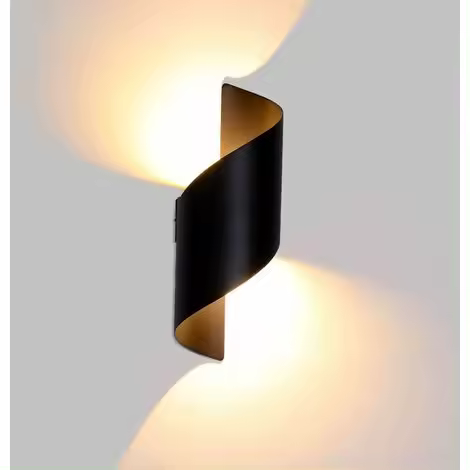 Luz de pared exterior de 12W LED impermeable IP66 Luz de pared exterior de aluminio moderna Luz de pasillo exterior Luz blanca cálida negra - 1