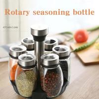 Juego De Botellas De Pimienta Y Especias Rotativas Organizador De Vidrio Para Cocina Soporte Para Azúcar Y Pimienta Estante De Almacenamiento De Cocina 1/7 Piezas - details 1
