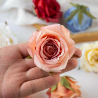 10PCS Flores Artificiales Rosa Silken Para Decoración De Hogar Accesorios De Fiesta Navidad Coronel De Cabeza Muñeca Flor - details 3
