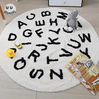 Carpetas Redondas Para Juegos Infantiles Alfombra Blanca De Peluche Para Dormitorio Alfombra Para Bebés Con Alfabeto Alfombras Para Niños - details 8
