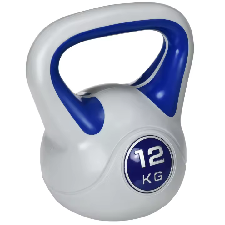 SPORTNOW Pesa Rusa 12 kg Kettlebell Revestimiento de PU y Relleno de Arena Mango Ancho para Entrenamiento Culturismo en Casa Gimnasio 24x17x28 cm Azul Oscuro y Gris - 1