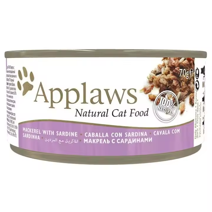 Applaws Lata Gatos Adultos Caballa y Sardina  Comida húmeda en lata para gatosadultos - 1