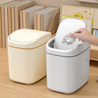Small Mini Papelera De Escritorio Plástica Con Cubierta De Agitar Para El Hogar Y La Oficina Bins De Basura Doméstica Y Limpieza - details 0