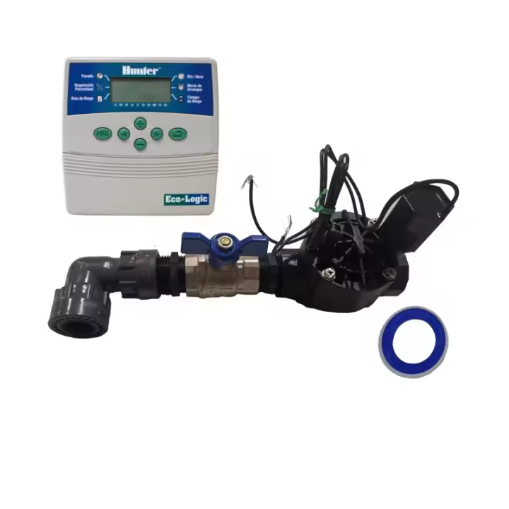 HUNTER Sistema de Riego Automático para jardin de 1 zona con Programador ELC401 y Electroválvula Rain Bird HV 1" 24v - 1