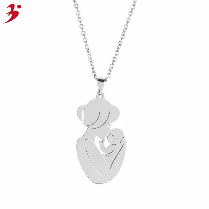 Regalo del Día DE LA Madre, collar de Maple inoxidable para mamá y Bebé, Colgante de Maple inoxidable para Mujer, collar de clavícula. - 1