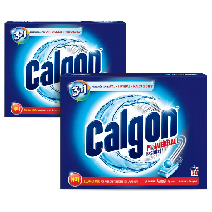 Calgon Powerball Pastillas - Antical para la Lavadora, Elimina Olores y Suciedad - 60 pastillas - 1