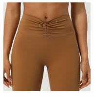 Leggings Deportivos De Ajuste En La Cintura Con Arrugas Para Mujer Levantamiento De Glúteos Sin Línea T Pantalones Cortos De Yoga Fitness Gimnasio Color Sólido - details 5
