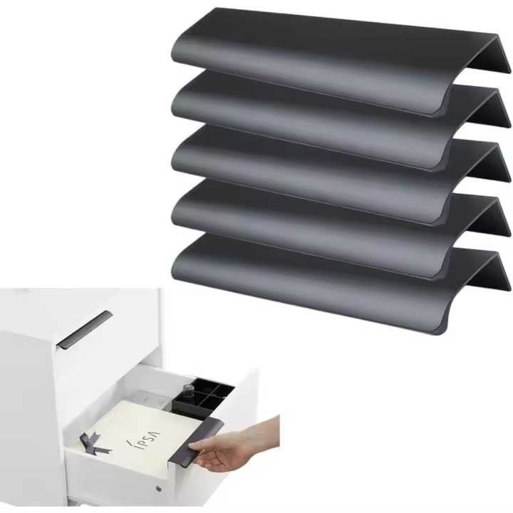 Tiradores de caja negros, manijas de mueble de estilo moderno para el hogar cocina puerta mueble alación de aluminio (5 piezas L:120mm) - 1